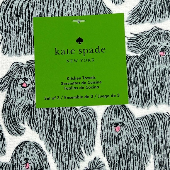 Kate Spade - ‘Sheepdog Polkadots ’ dish towels(3). NWT. Firm! - Picture 2 of 3